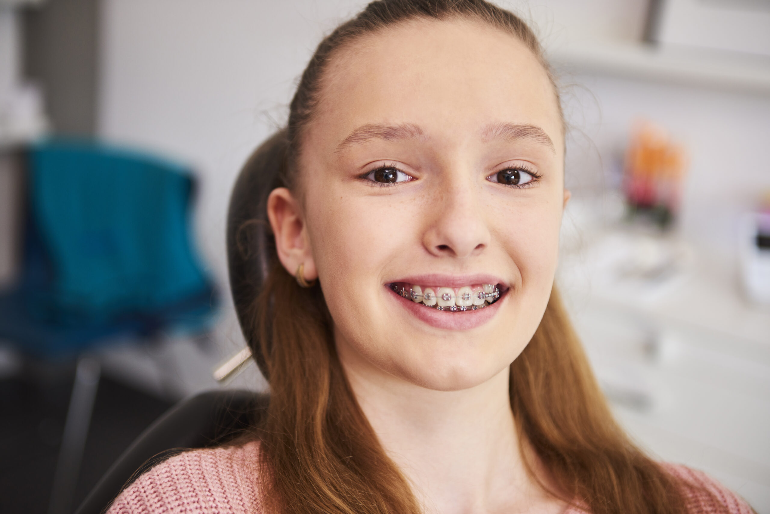 Smiling young girl with braces at Keller & Wainwright Orthodontics in Sunnyvale, CA